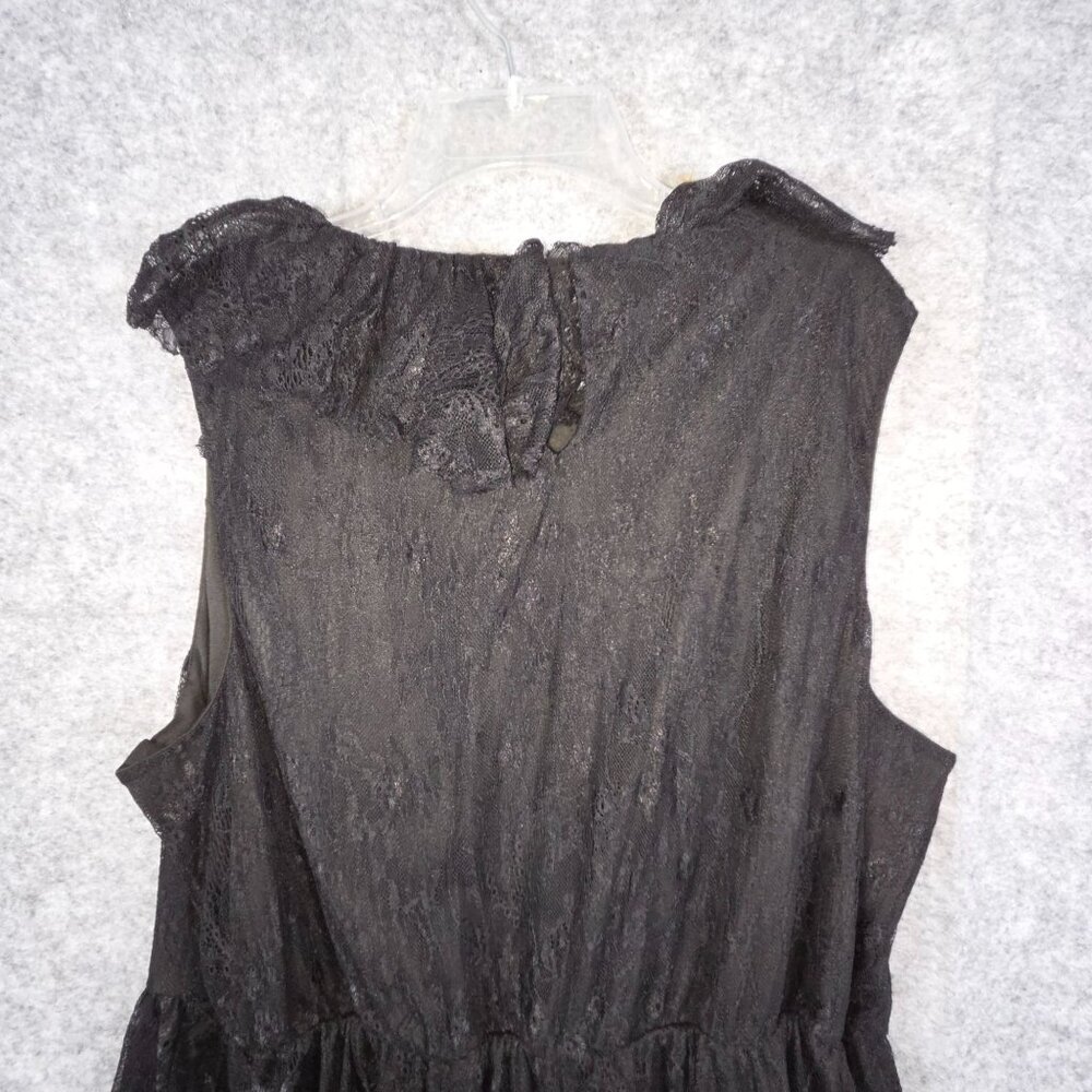 ASOS Women's Sleeveless Fit & Flare Dress V Neck Knee Length Black Size 16 - Picture 7 of 8